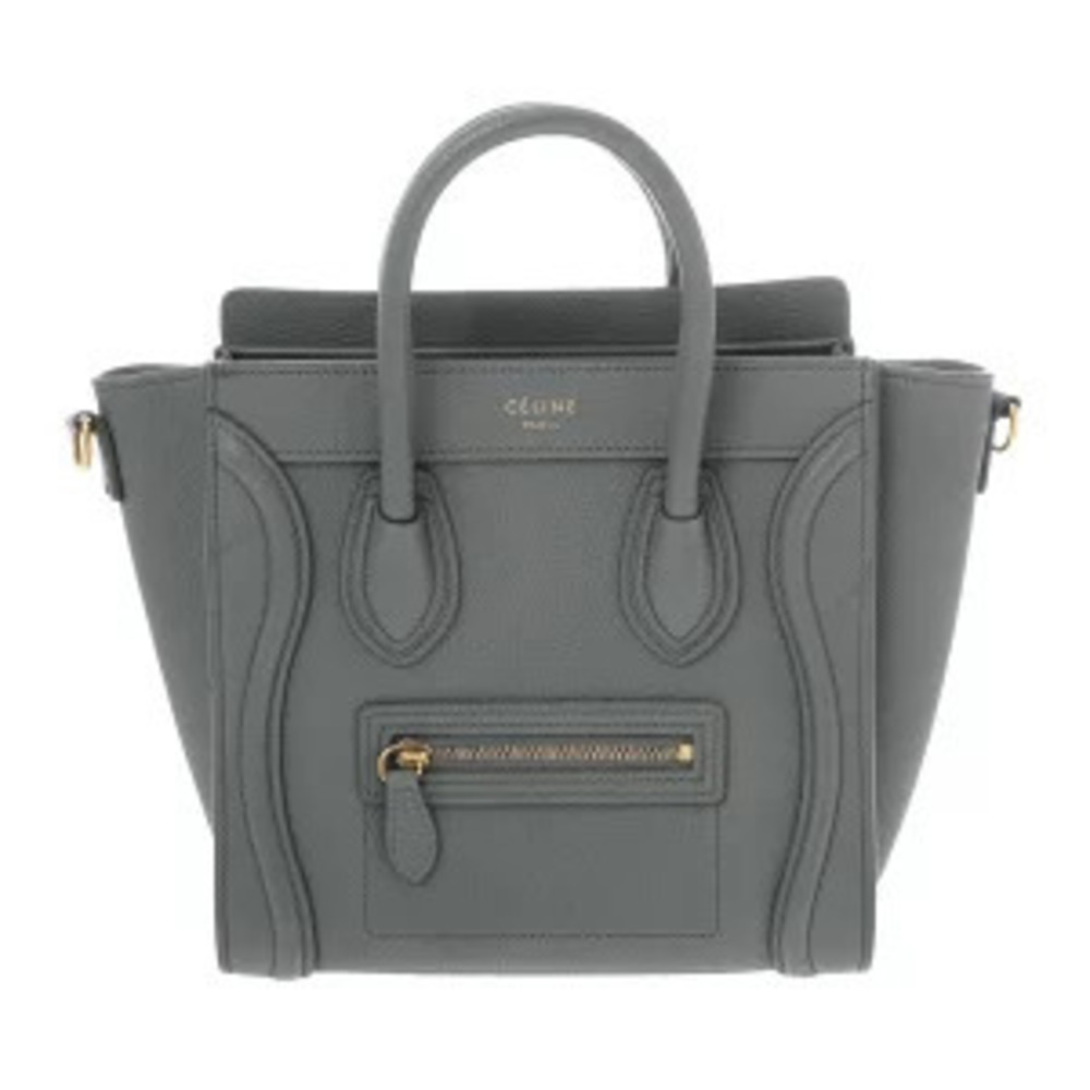 Celine Luggage Tote Coal Drummed Calf Leather Handbag